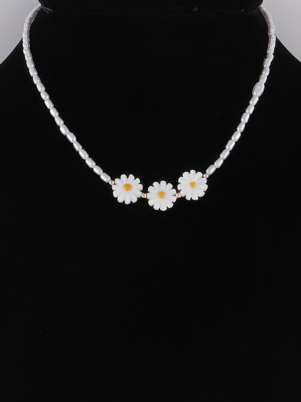 Beaded Flower Trio Necklace